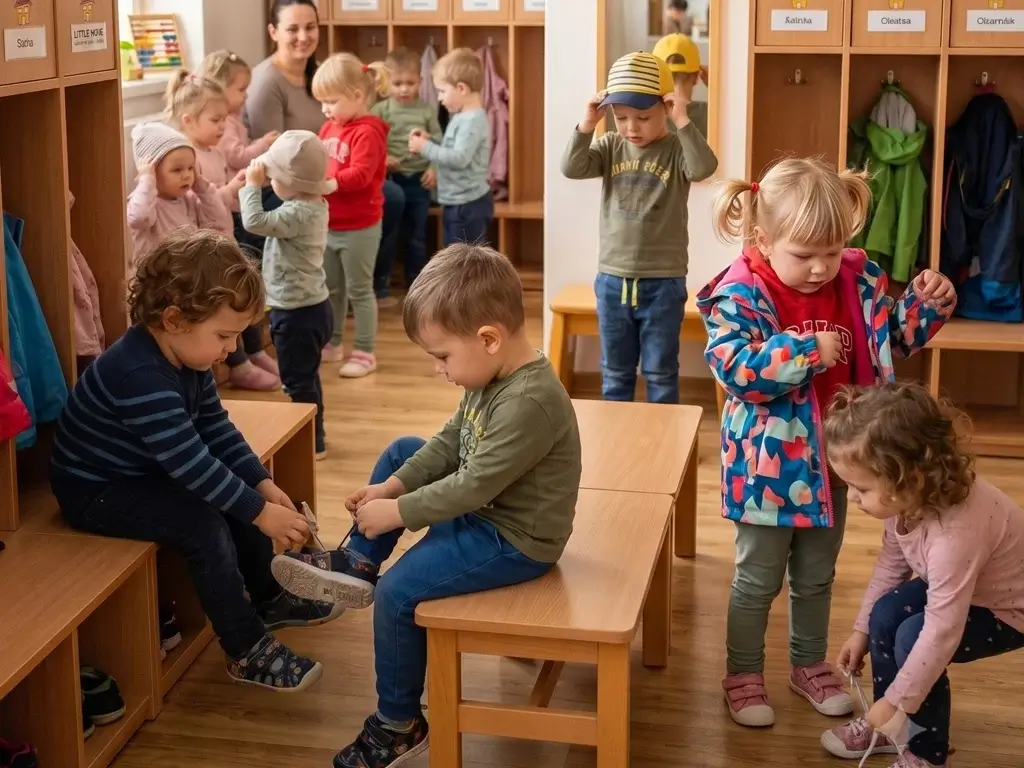 deti sa samostatne oblekaju